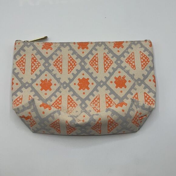 THE FEED PROJECT Orange and Grey Zip Pouch Cosmetic Bag - Picture 3 of 4